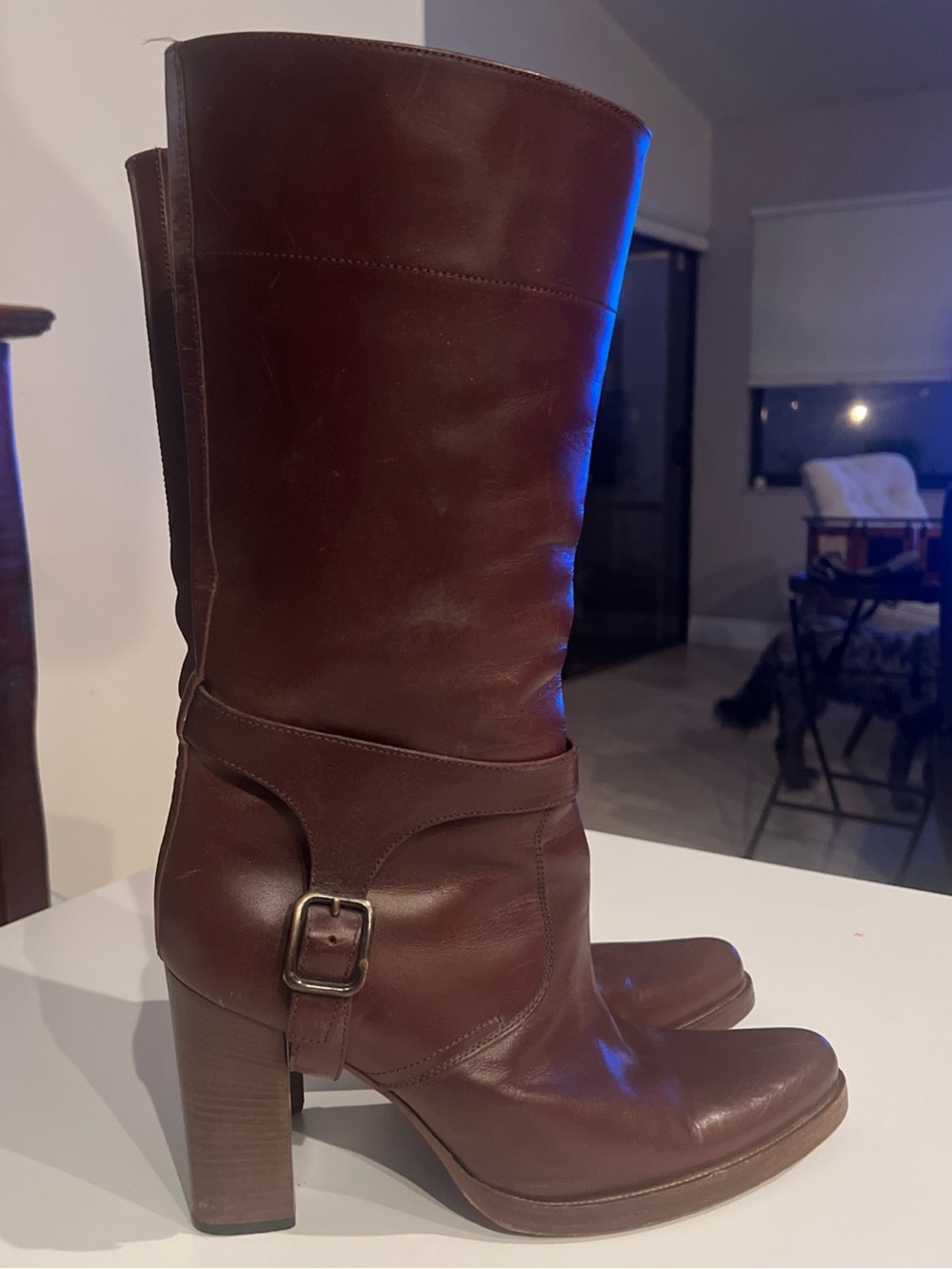 Miu Miu Women's Brown Leather Heel Tall Boots Size EU 41.5 US Size 9